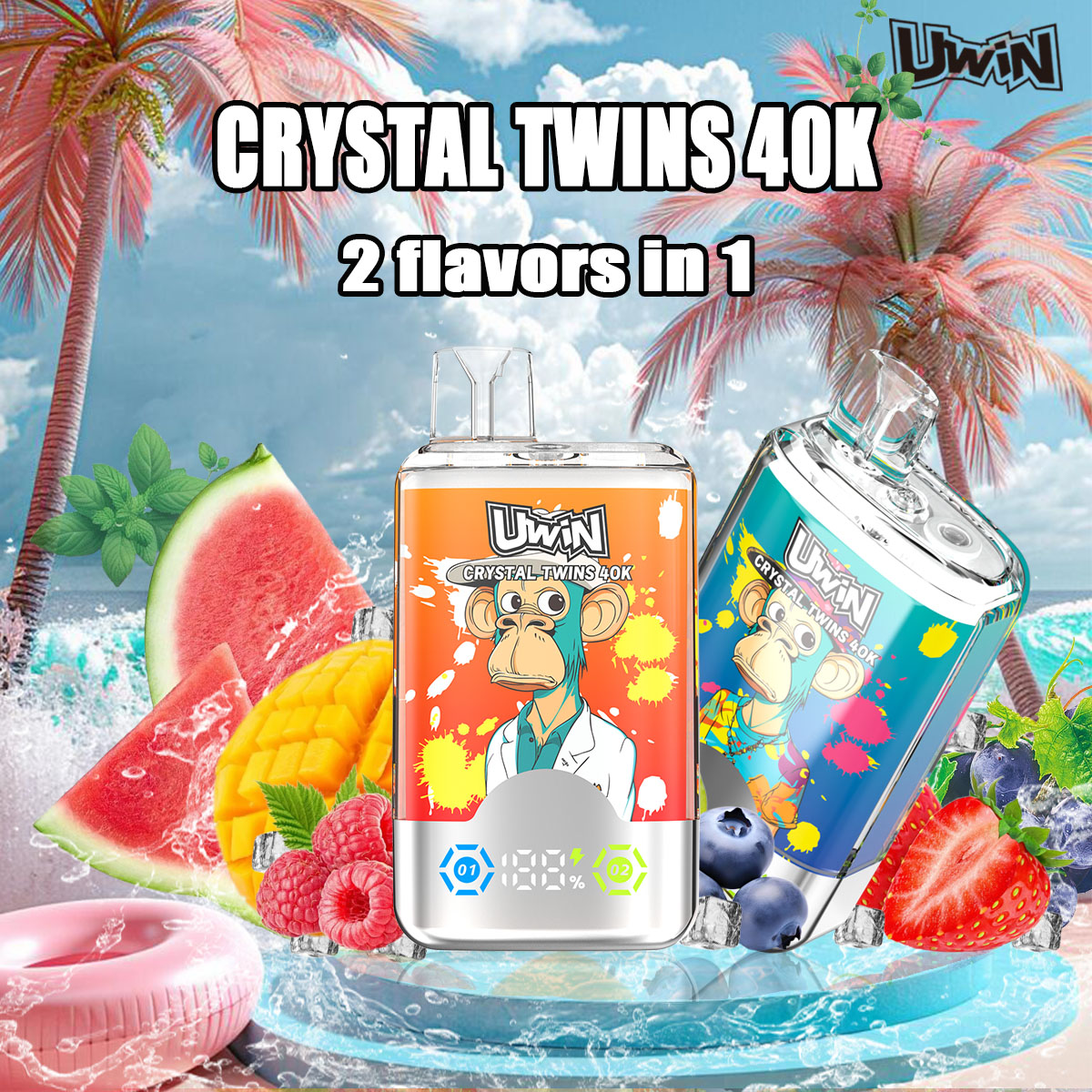 AA单品海报 (3) UWIN CRYSTAL TWINS 40000 PUFFS - Image 1